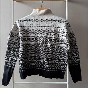 Joie Black and Cream Turtleneck Sweater